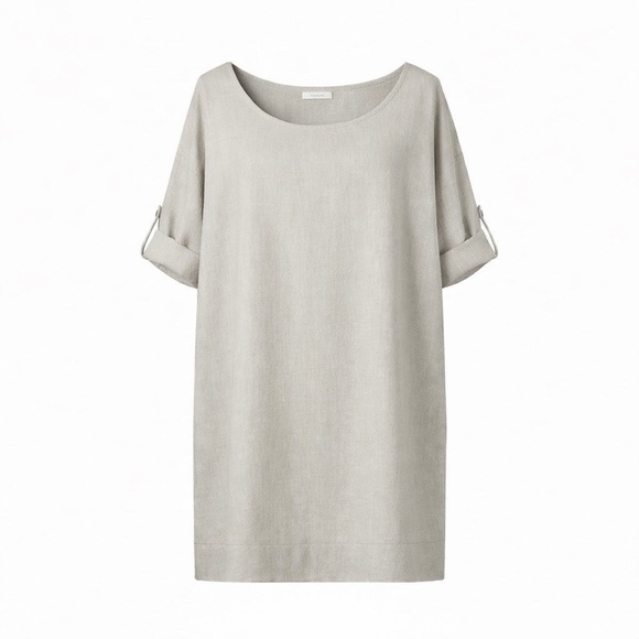 Rosemarine Dresses & Skirts - Rosemarine Linen Midi Relaxed Shift Dress Beige Taupe Neutral Minimalist Size M